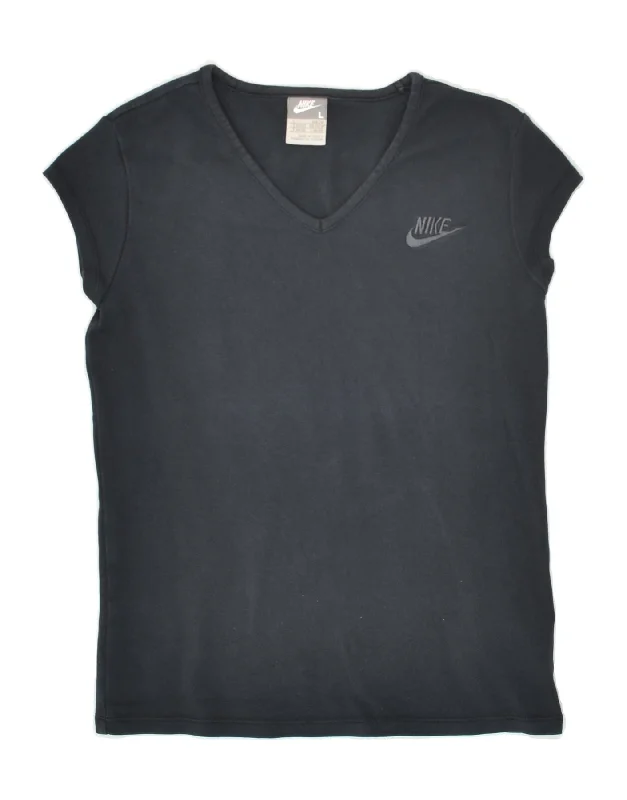 NIKE Womens T-Shirt Top UK 14/16 Large Navy Blue Cotton Lace Blend Ribbed Blend Corduroy Blend NIKE Womens T-Shirt Top UK 14/16 Large Navy Blue Cotton Lace Blend Ribbed Blend Corduroy Blend