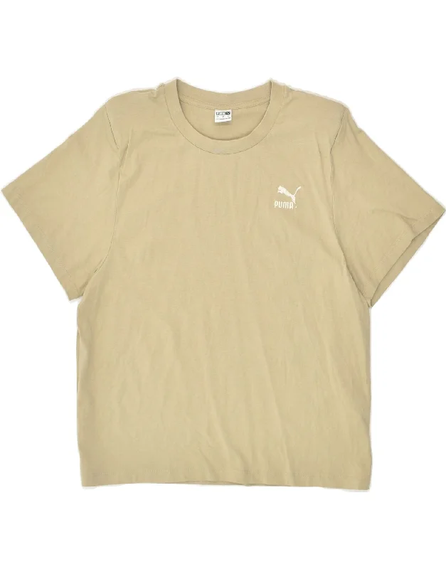 PUMA Womens T-Shirt Top UK 16 Large Beige Cotton Notch Collar Peter Pan Collar Cowl Neck PUMA Womens T-Shirt Top UK 16 Large Beige Cotton Notch Collar Peter Pan Collar Cowl Neck