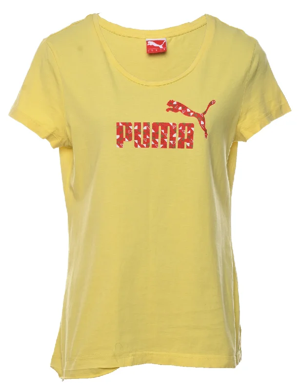 Puma Yellow Printed T-shirt - M