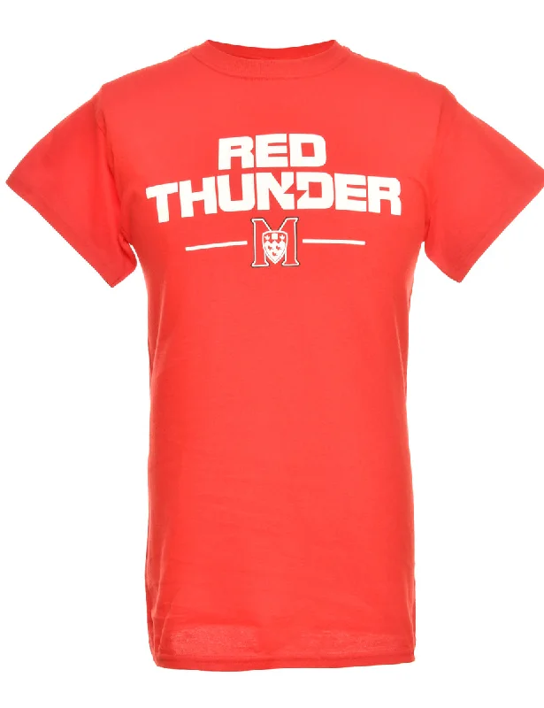 Red, White & Black Printed Thunder T-Shirt - S Spandex Blend Rayon Blend Denim Blend Red, White & Black Printed Thunder T-Shirt - S Spandex Blend Rayon Blend Denim Blend