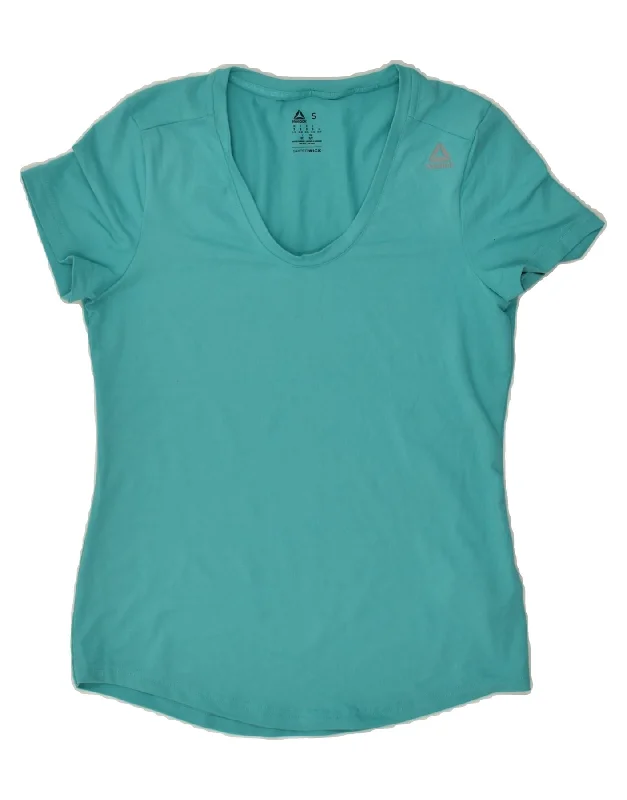 REEBOK Womens T-Shirt Top UK 8/10 Small Turquoise Polyester Oversized T-Shirt Spandex breathable REEBOK Womens T-Shirt Top UK 8/10 Small Turquoise Polyester Oversized T-Shirt Spandex breathable