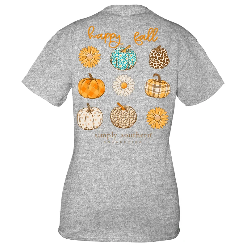 Simply Southern Women's Happy Fall Pumpkin Short Sleeve Graphic T-Shirt Mesh Blend Leather Blend Suede Blend Simply Southern Women's Happy Fall Pumpkin Short Sleeve Graphic T-Shirt Mesh Blend Leather Blend Suede Blend