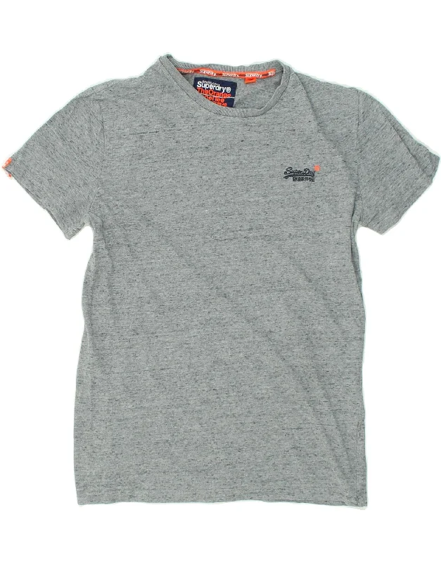 SUPERDRY Womens T-Shirt Top UK 14 Medium Grey Flecked