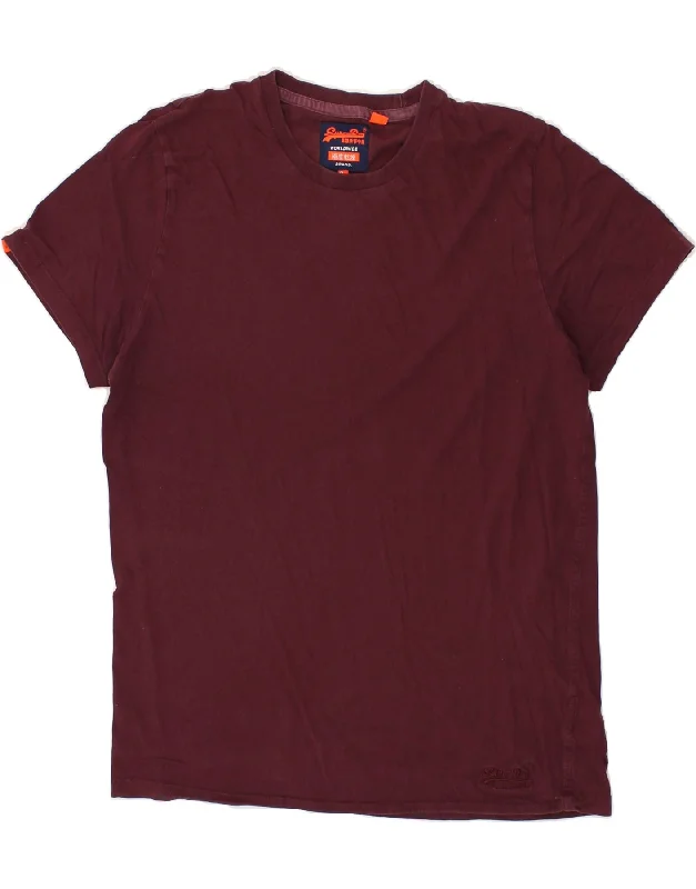 SUPERDRY Womens T-Shirt Top UK 20 2XL Burgundy Cotton