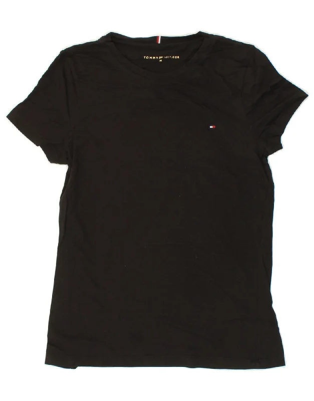 TOMMY HILFIGER Womens T-Shirt Top UK 12 Medium Black Wool Fabric Cashmere Fabric Tweed Fabric TOMMY HILFIGER Womens T-Shirt Top UK 12 Medium Black Wool Fabric Cashmere Fabric Tweed Fabric