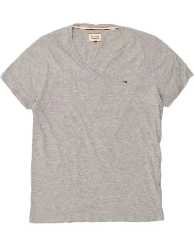TOMMY HILFIGER Womens T-Shirt Top UK 16 Large Grey Flecked Cotton Chenille Blend Fleece Blend Nylon Blend TOMMY HILFIGER Womens T-Shirt Top UK 16 Large Grey Flecked Cotton Chenille Blend Fleece Blend Nylon Blend