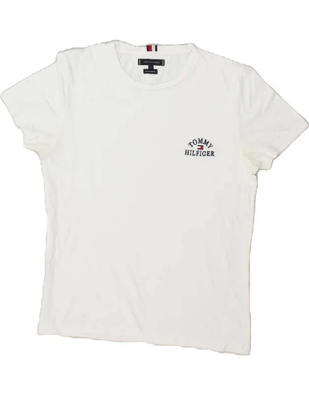 TOMMY HILFIGER Womens T-Shirt Top UK 16 Large White Cotton