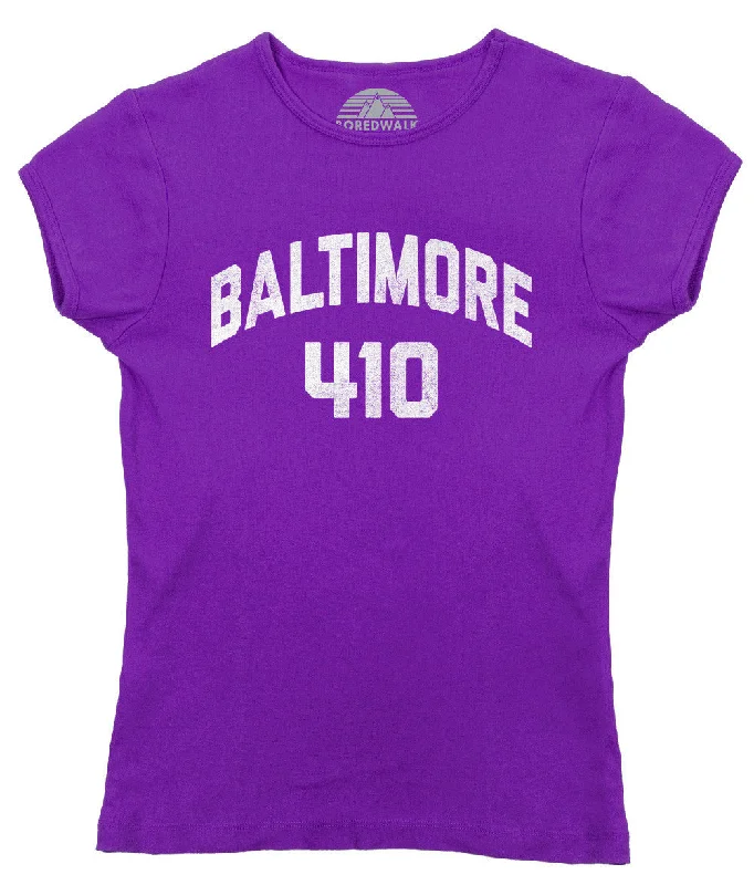 Women's Baltimore 410 Area Code T-Shirt