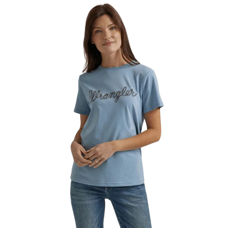 Wrangler Women's Roper Logo Ashley Blue Heather Graphic T-Shirt 112344165 Mesh Blend Leather Blend Suede Blend Wrangler Women's Roper Logo Ashley Blue Heather Graphic T-Shirt 112344165 Mesh Blend Leather Blend Suede Blend