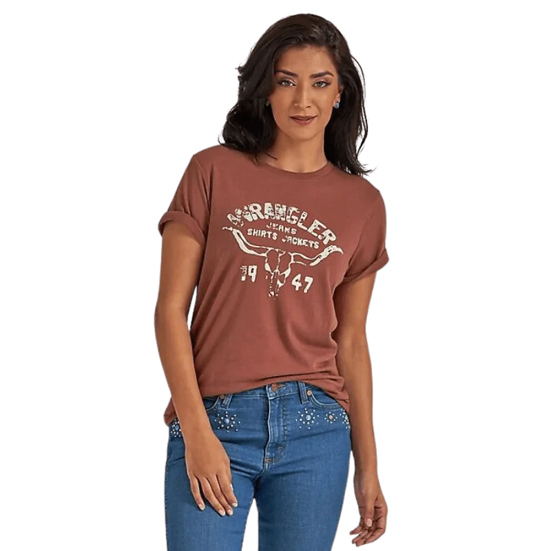 Wrangler Women's Steerhead Brown Western Graphic T-Shirt 112339526 Wool Fabric Cashmere Fabric Tweed Fabric Wrangler Women's Steerhead Brown Western Graphic T-Shirt 112339526 Wool Fabric Cashmere Fabric Tweed Fabric
