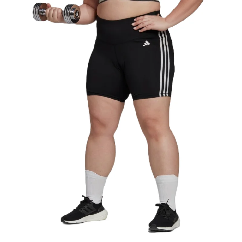 adidas Women's Training Essentials 3-Stripes High-Waisted Short Leggings (Plus Size) Elegant Shiny Black Leggings adidas Women's Training Essentials 3-Stripes High-Waisted Short Leggings (Plus Size) Elegant Shiny Black Leggings
