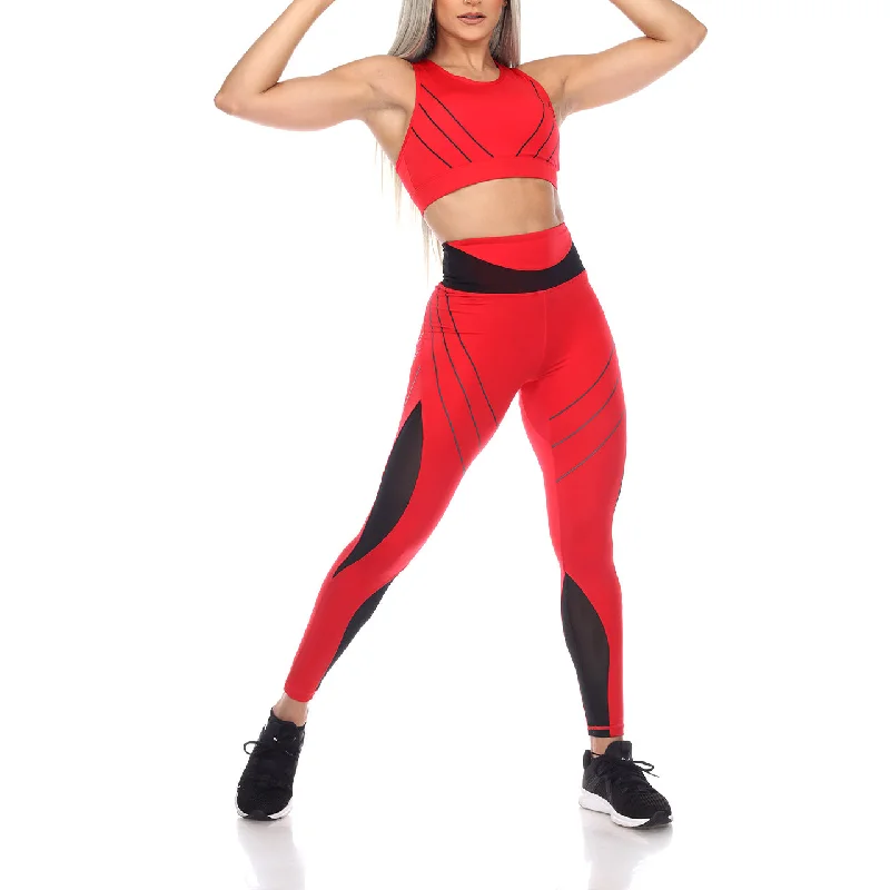 Cut Out Back Mesh Sports Bra & Leggings Set