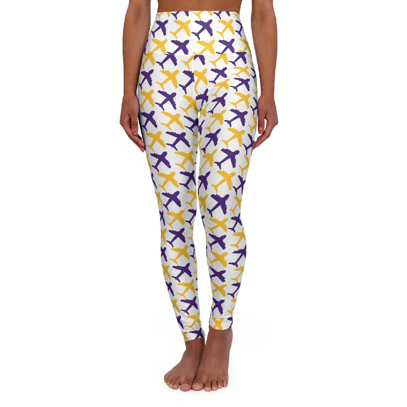 High Waisted Yoga Leggings - Jet Planes