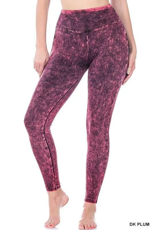 Mineral Washed Wide Waistband Yoga Leggings