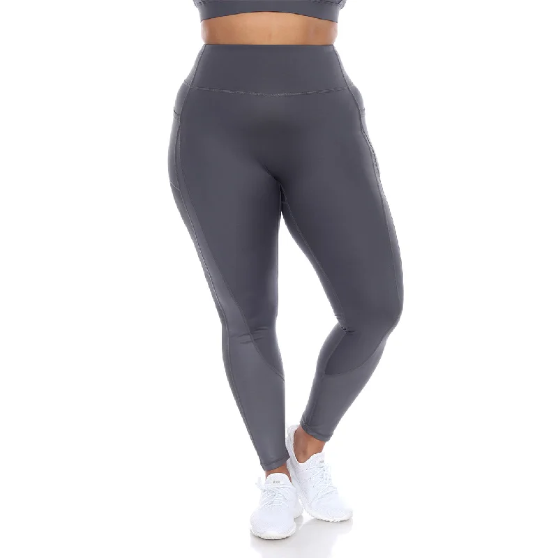 Plus Size High-Waist Mesh Fitness Leggings