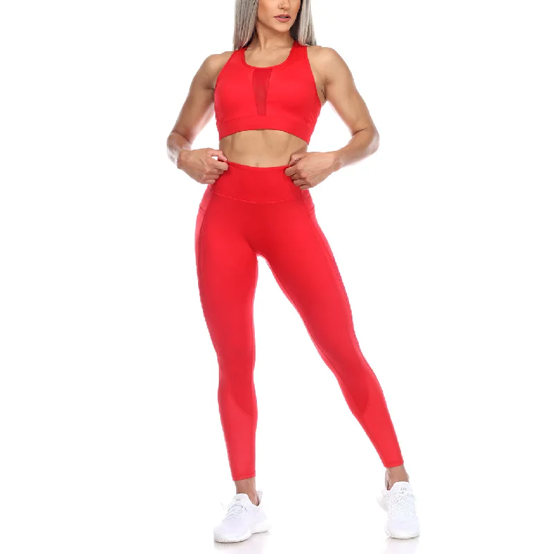 Racer Back Sports Bra & Mesh Leggings Set