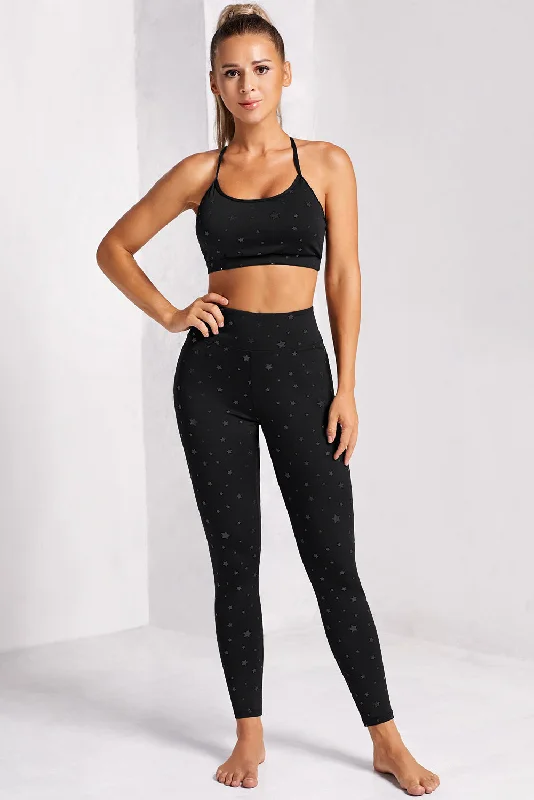 Star Print Sports Bra and Leggings Set