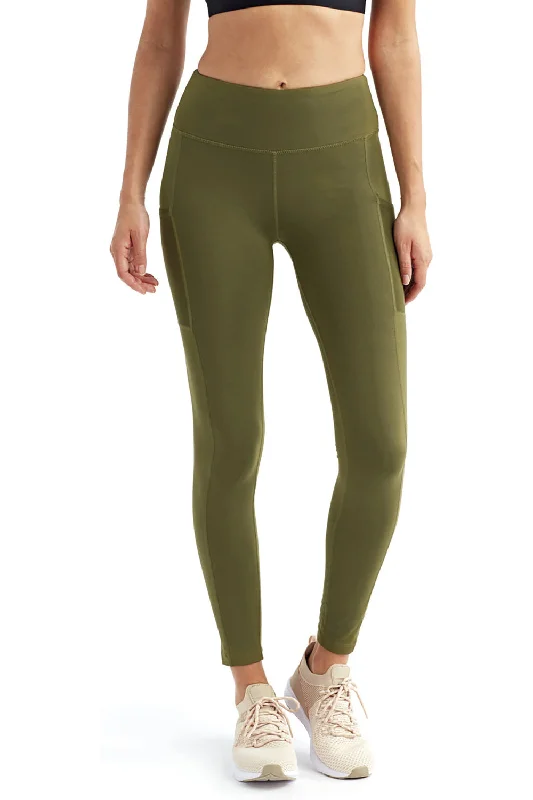 TriDri Womens Danica Leggings w/ Pockets - Olive Green Fashionable Quick-Dry Yoga Pants TriDri Womens Danica Leggings w/ Pockets - Olive Green Fashionable Quick-Dry Yoga Pants