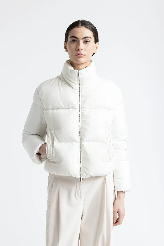 Short goose down jacket in viscose