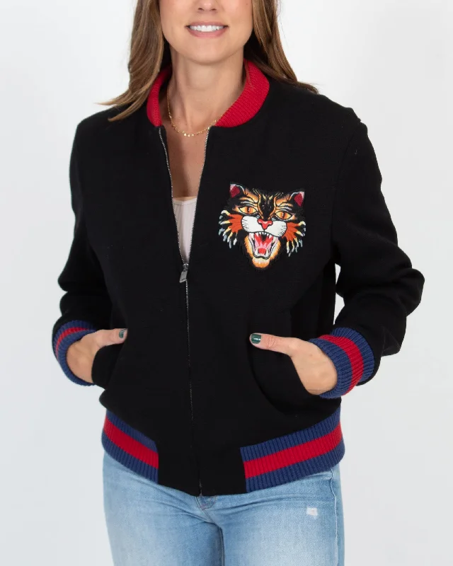 "Angry Cat Wool Varsity" Unisex Jacket Oversized Jacket Tailored Jacket Straight Jacket "Angry Cat Wool Varsity" Unisex Jacket Oversized Jacket Tailored Jacket Straight Jacket
