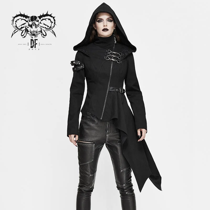 CT157 asymmetrical women black zipper up punk hooded jacket Knit Jacket Woven Jacket Fleece Jacket CT157 asymmetrical women black zipper up punk hooded jacket Knit Jacket Woven Jacket Fleece Jacket
