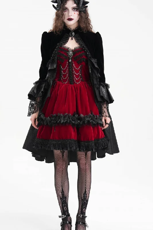 Black Long Sleeves Ruffle Lace Mesh Women's Gothic Jacket Zip Front Button Front Snap Front Black Long Sleeves Ruffle Lace Mesh Women's Gothic Jacket Zip Front Button Front Snap Front