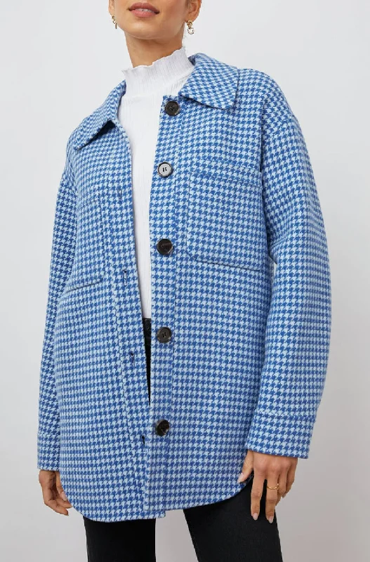 CONNIE SHIRT JACKET - COBALT HOUNDSTOOTH