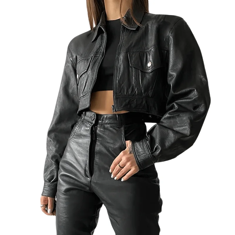 Cool Turn Down Collar PU Leather Cropped Jacket / Fashion Zipper Loose Female Jackets One-Shoulder Jacket Off-the-Shoulder Jacket Asymmetrical Jacket Cool Turn Down Collar PU Leather Cropped Jacket / Fashion Zipper Loose Female Jackets One-Shoulder Jacket Off-the-Shoulder Jacket Asymmetrical Jacket