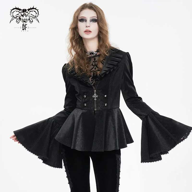 CT211 Patterned leather lace bell-sleeve jacket Plaid Jacket Tartan Jacket Houndstooth Jacket CT211 Patterned leather lace bell-sleeve jacket Plaid Jacket Tartan Jacket Houndstooth Jacket