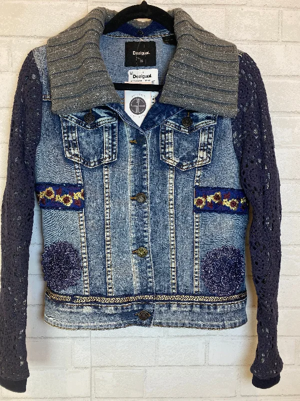 DESIGUAL NWT Denim Jacket with removable collar / M-EU38 Notch Collar Jacket Peter Pan Collar Jacket Cowl Neck Jacket DESIGUAL NWT Denim Jacket with removable collar / M-EU38 Notch Collar Jacket Peter Pan Collar Jacket Cowl Neck Jacket
