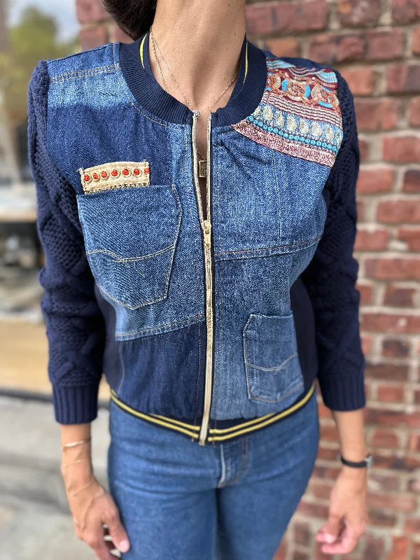DESIGUAL NWT Zipped Denim Jacket / M-EU38 V-Neck Jacket Boat Neck Jacket Square Neck Jacket DESIGUAL NWT Zipped Denim Jacket / M-EU38 V-Neck Jacket Boat Neck Jacket Square Neck Jacket