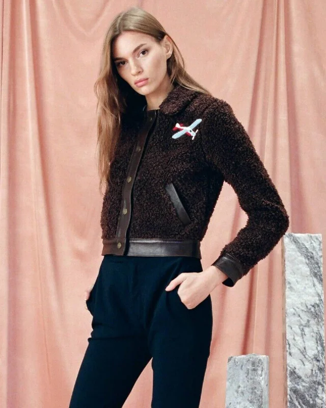 "Felix" Leather Trimmed Shearling Jacket Tiered Jacket Buttoned Jacket Zippered Jacket "Felix" Leather Trimmed Shearling Jacket Tiered Jacket Buttoned Jacket Zippered Jacket
