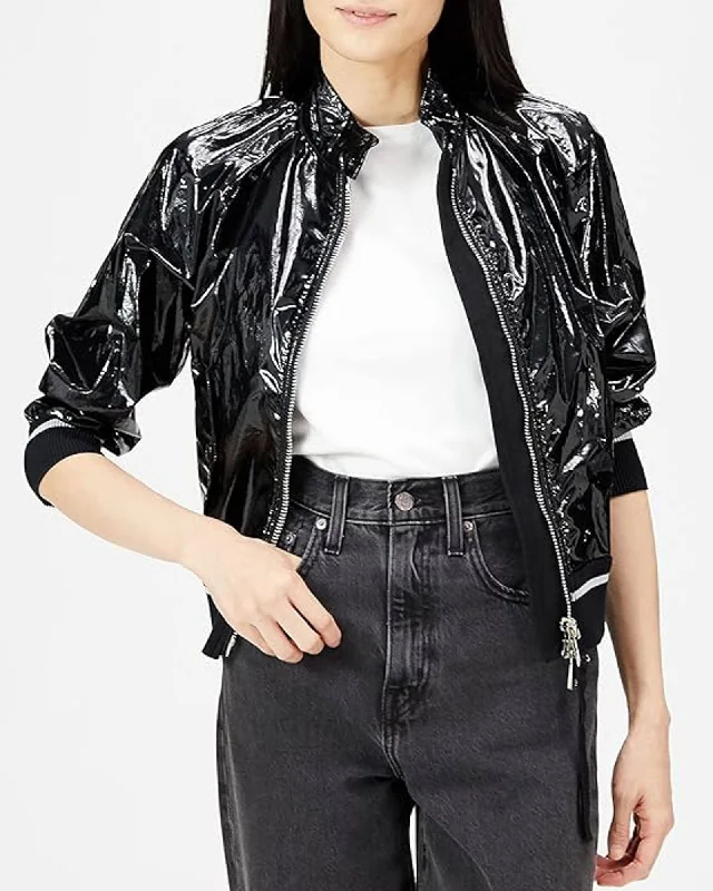 "Fiadone" Bomber Jacket Satin Jacket Silk Jacket Chiffon Jacket