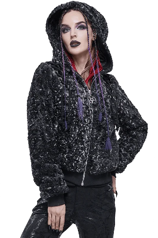 Gothic Strappy Splice Short Jacket with Hood / Women's Zipper Warm Jackets Denim Jacket Leather Jacket Suede Jacket Gothic Strappy Splice Short Jacket with Hood / Women's Zipper Warm Jackets Denim Jacket Leather Jacket Suede Jacket