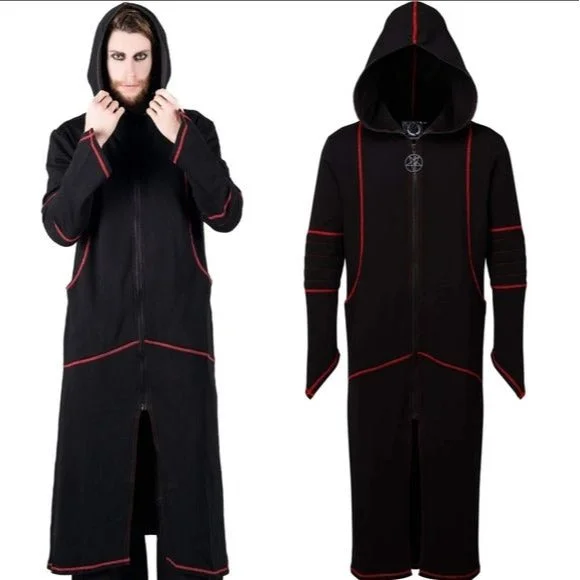 Darkside Long Jacket | Black Soft Cotton Unisex Oversized Hood Fitted Jacket Loose Jacket Oversized Jacket Darkside Long Jacket | Black Soft Cotton Unisex Oversized Hood Fitted Jacket Loose Jacket Oversized Jacket
