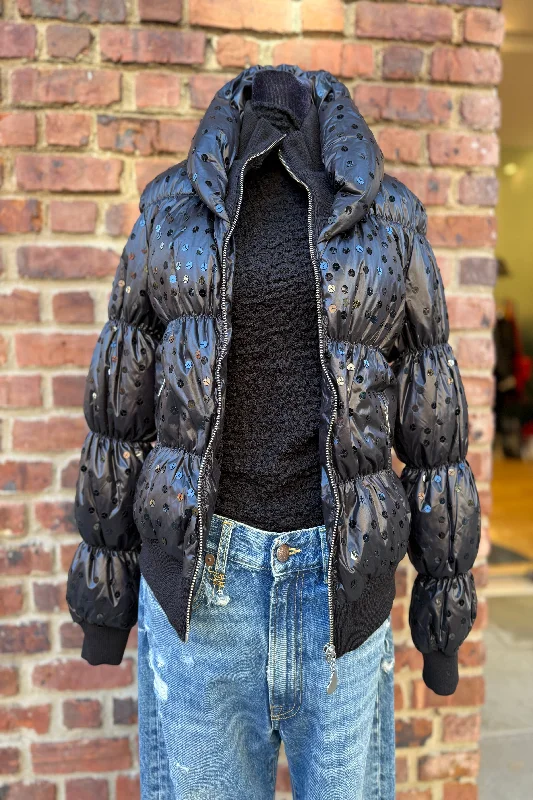 LOVE MOSCHINO Puffer jacket with sequins / S Front Pockets Side Pockets Patch Pockets LOVE MOSCHINO Puffer jacket with sequins / S Front Pockets Side Pockets Patch Pockets