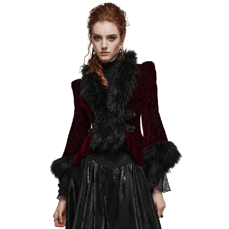 Luxurious Velvet Fur-Trimmed Gothic Short Jacket Satin Jacket Silk Jacket Chiffon Jacket Luxurious Velvet Fur-Trimmed Gothic Short Jacket Satin Jacket Silk Jacket Chiffon Jacket