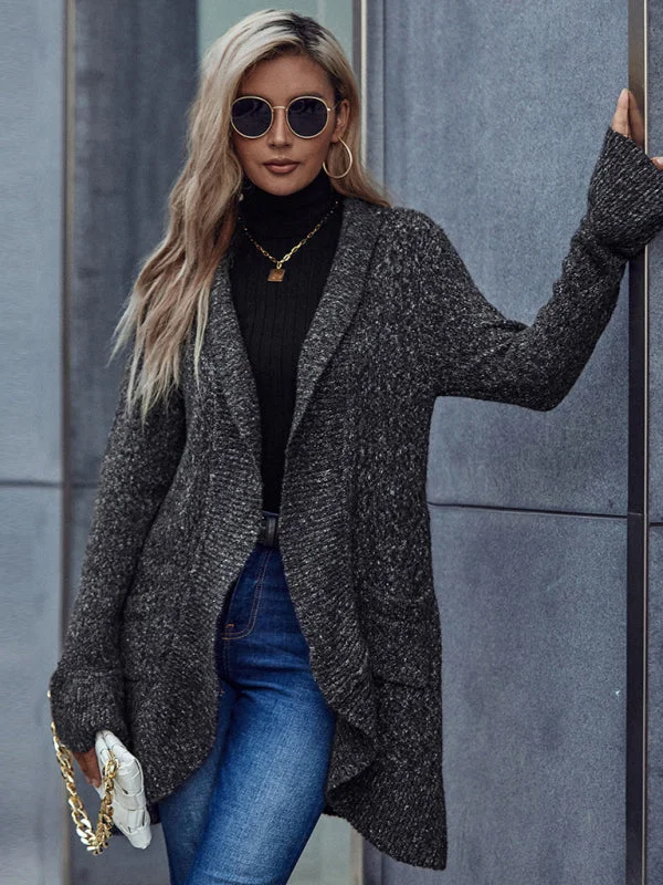 New elegant long-sleeved ruffled lapel loose cardigan sweater jacket Quilted Jacket Puffer Jacket Insulated Jacket New elegant long-sleeved ruffled lapel loose cardigan sweater jacket Quilted Jacket Puffer Jacket Insulated Jacket