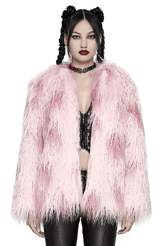 Pink Faux Fur Jacket with Leopard Print Lining