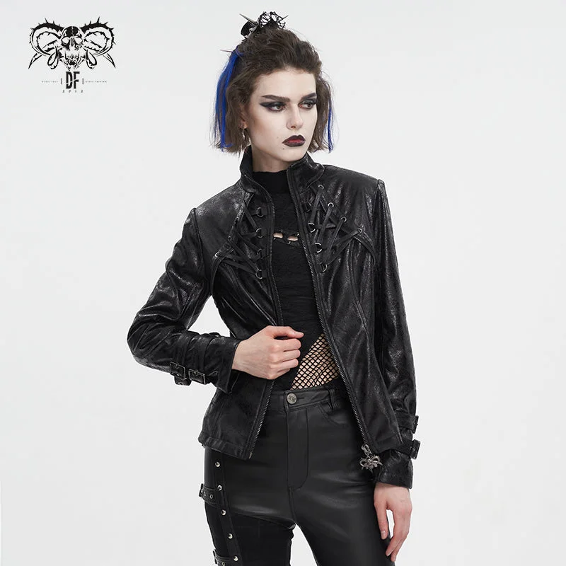 CT212 Stand collar strappy crackled leather jacket Quilted Jacket Puffer Jacket Insulated Jacket CT212 Stand collar strappy crackled leather jacket Quilted Jacket Puffer Jacket Insulated Jacket