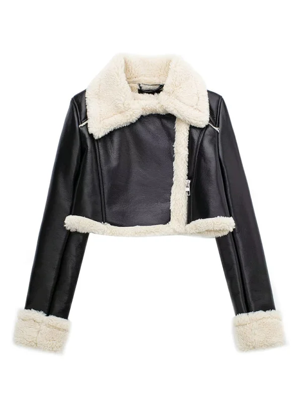 Women's Casual Reversible Short Motorcycle Jacket Wool Fabric Cashmere Fabric Tweed Fabric Women's Casual Reversible Short Motorcycle Jacket Wool Fabric Cashmere Fabric Tweed Fabric