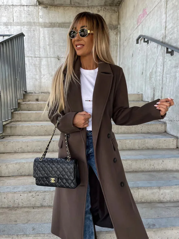 Women's new autumn and winter simple long-sleeved lapel button slit woolen jacket Faux Fur Jacket Real Fur Jacket Shearling Jacket Women's new autumn and winter simple long-sleeved lapel button slit woolen jacket Faux Fur Jacket Real Fur Jacket Shearling Jacket
