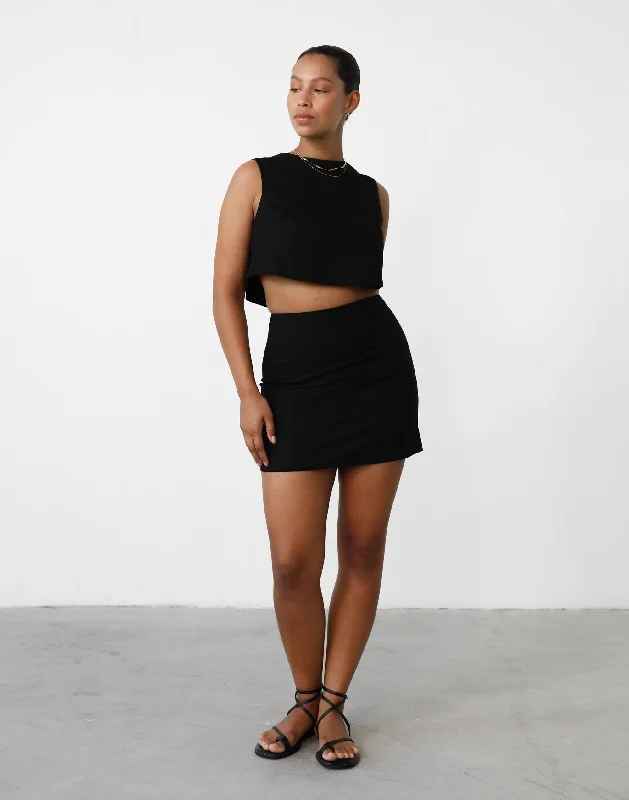 Como Linen Mini Skirt (Black)