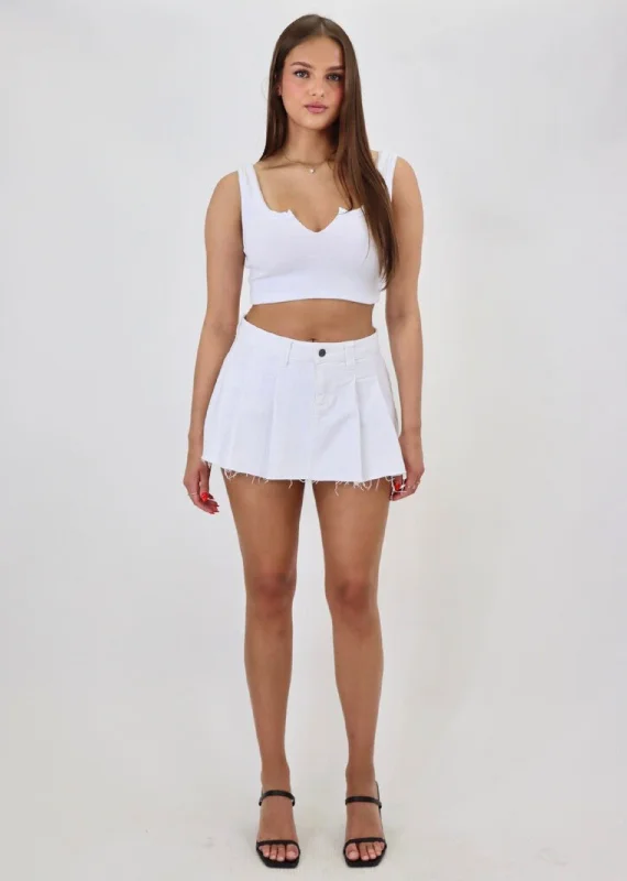 Lucky Denim Mini Skirt ★ White