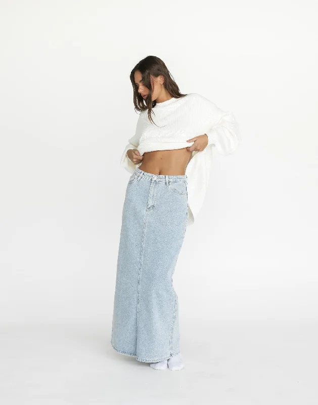 Tyler Denim Maxi Skirt (Light Vintage) linen skirt natural