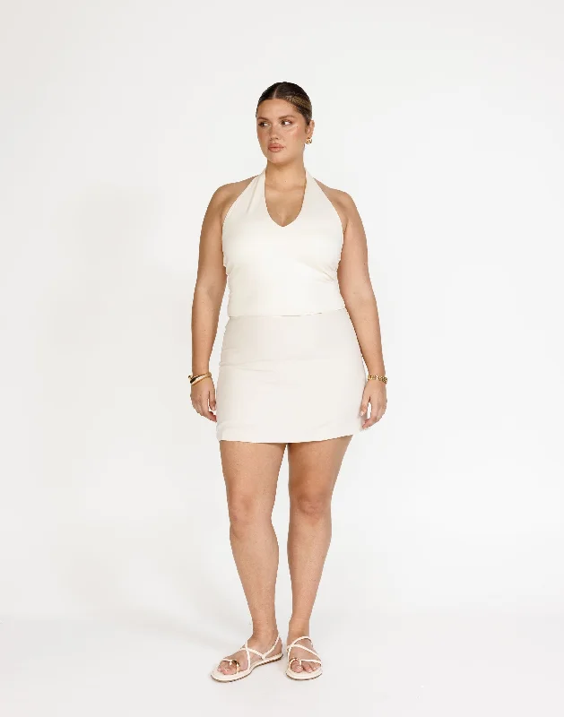 Valeria Mini Skirt (Oat) pencil skirt chic