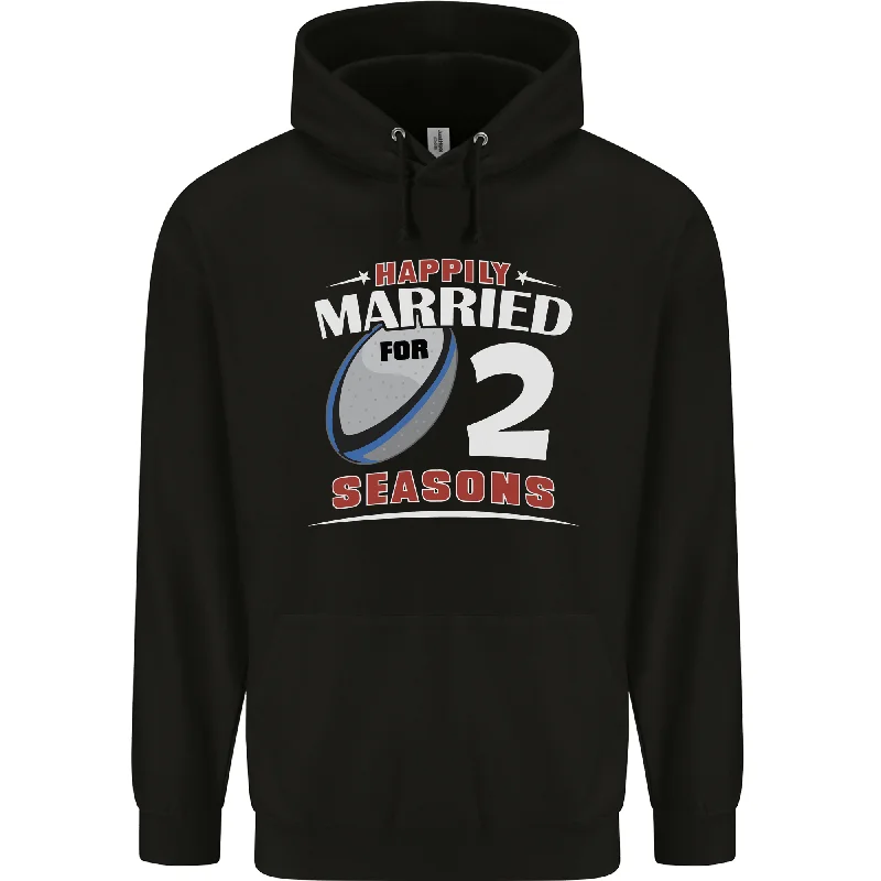 2 Year Wedding Anniversary 2nd Rugby Mens 80% Cotton Hoodie