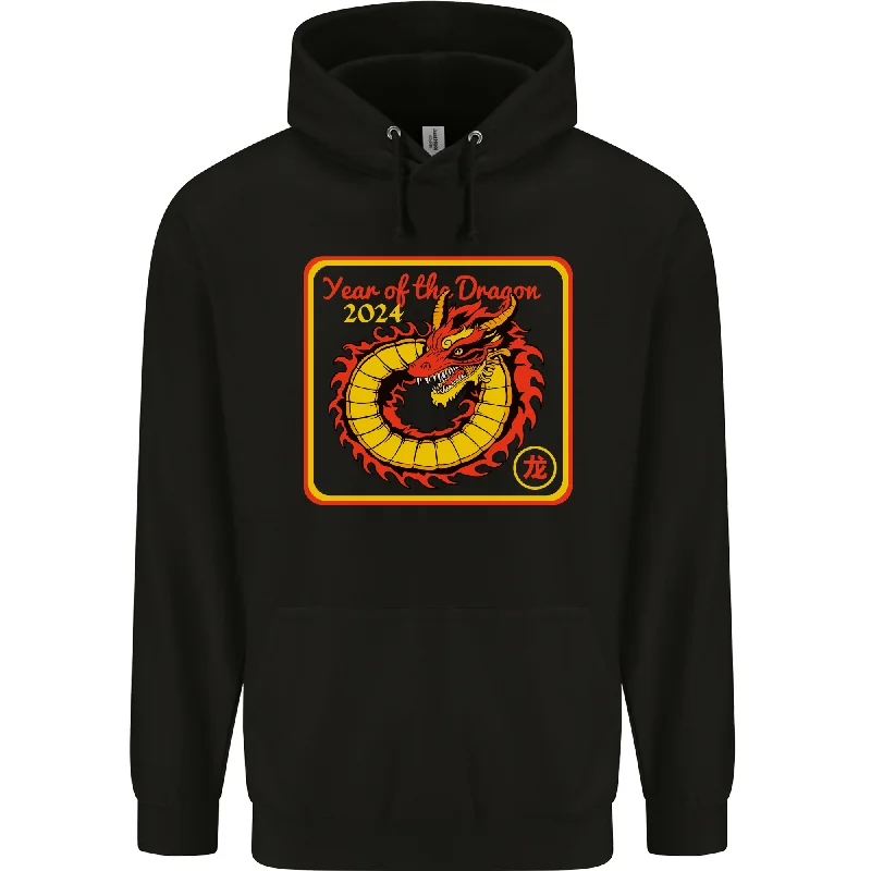 2024 Year of the Dragon Mens 80% Cotton Hoodie