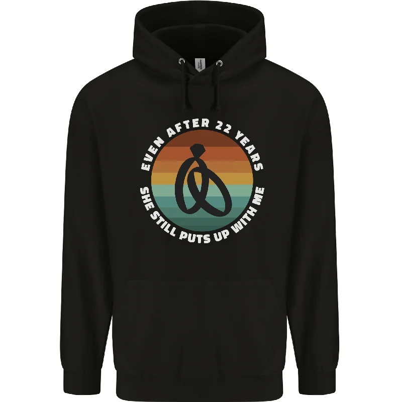 22 Year Wedding Anniversary 22nd Marriage Mens 80% Cotton Hoodie Hoodie with Rolled Sleeves Casual Relaxed 22 Year Wedding Anniversary 22nd Marriage Mens 80% Cotton Hoodie Hoodie with Rolled Sleeves Casual Relaxed