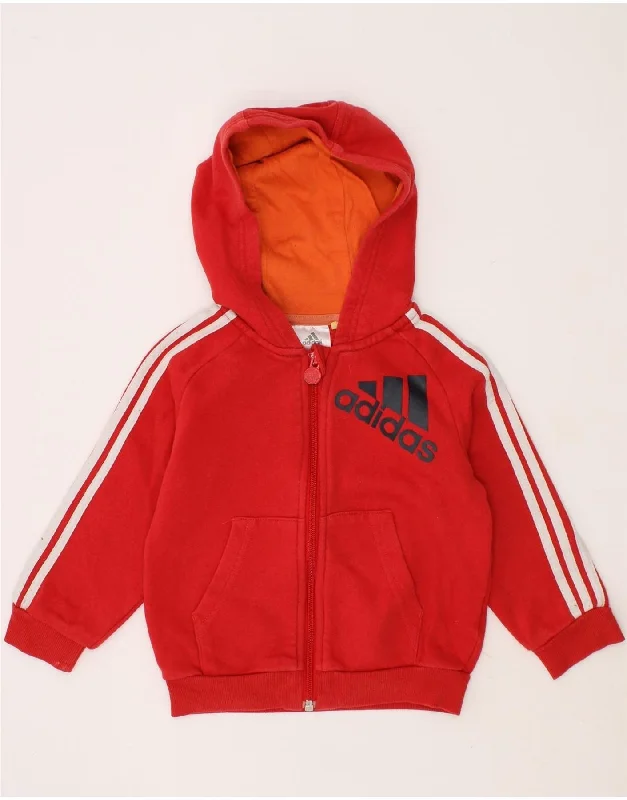 ADIDAS Baby Boys Graphic Zip Hoodie Sweater 18-24 Months Red Hoodie with Stripes Bold Sporty ADIDAS Baby Boys Graphic Zip Hoodie Sweater 18-24 Months Red Hoodie with Stripes Bold Sporty